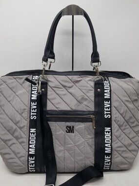 Steve Madden Gray Quilted Tote with Black Trim